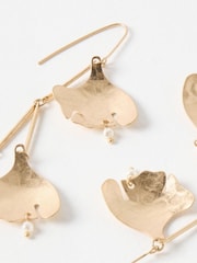 Oliver Bonas Gold Tone Anish Leaf Large Hook Earrings - Image 4 of 6