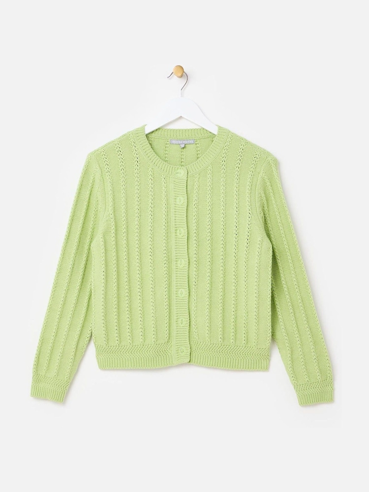 Oliver Bonas Green Crew Neck Knitted Cardigan - Image 1 of 5