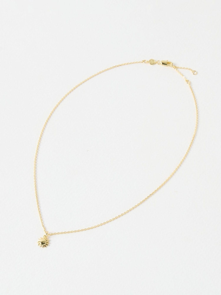 Oliver Bonas Gold Tone Elio Sun Charm Pendant Necklace - Image 2 of 4