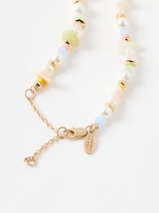 Oliver Bonas Gold Jackson Brass Flower Beaded Pendant Necklace - Image 2 of 4