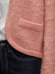 Blush Pink Embellished Collar Brushed Crew Neck Cardigan - Image 5 of 8