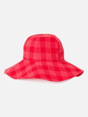 Oliver Bonas Red Checked Large Floppy Bucket Hat - Image 1 of 3