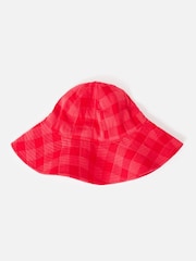 Oliver Bonas Red Checked Large Floppy Bucket Hat - Image 2 of 3