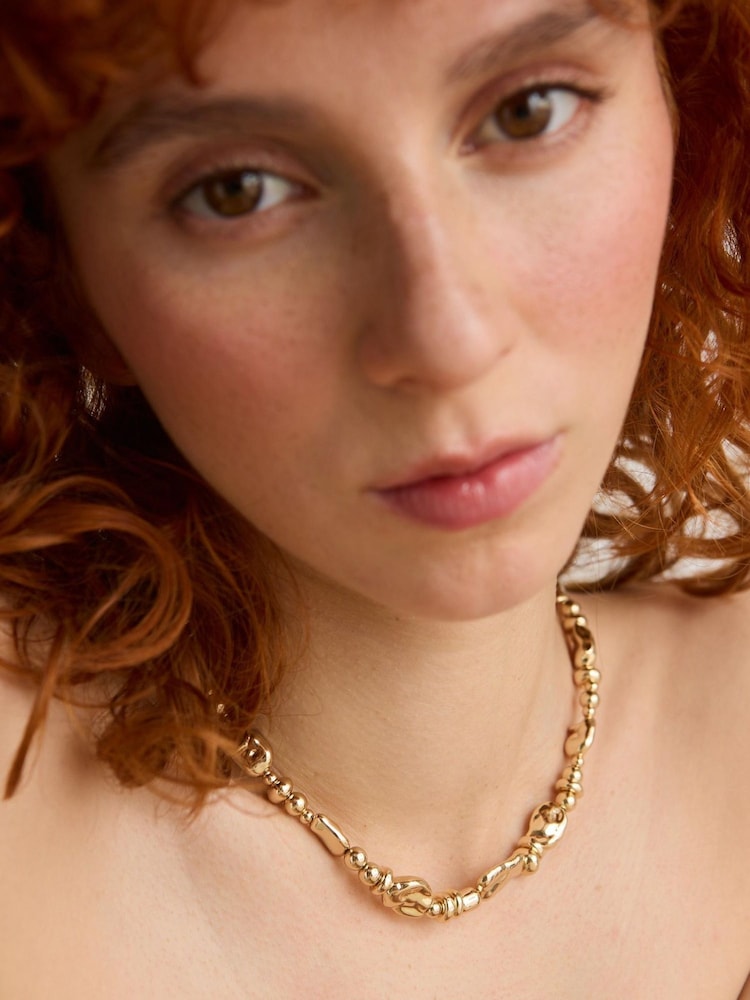 Oliver Bonas Gold Tone Charlie Bead Coloured Collar Necklace - Image 4 of 4