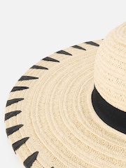 Oliver Bonas Cream Whipstitch Edge Floppy Straw Hat - Image 2 of 3