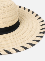 Oliver Bonas Cream Whipstitch Edge Floppy Straw Hat - Image 3 of 3