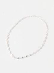 Oliver Bonas Silver Tone Talia Molten Shell Plated Chain Necklace - Image 1 of 4
