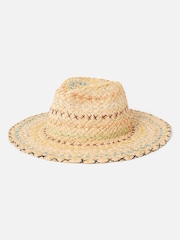 Oliver Bonas Cream Embroidered Cowboy Straw Fedora Hat - Image 2 of 5
