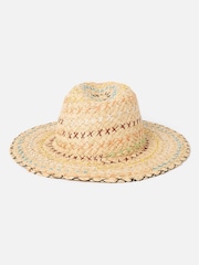 Oliver Bonas Cream Embroidered Cowboy Straw Fedora Hat - Image 3 of 5