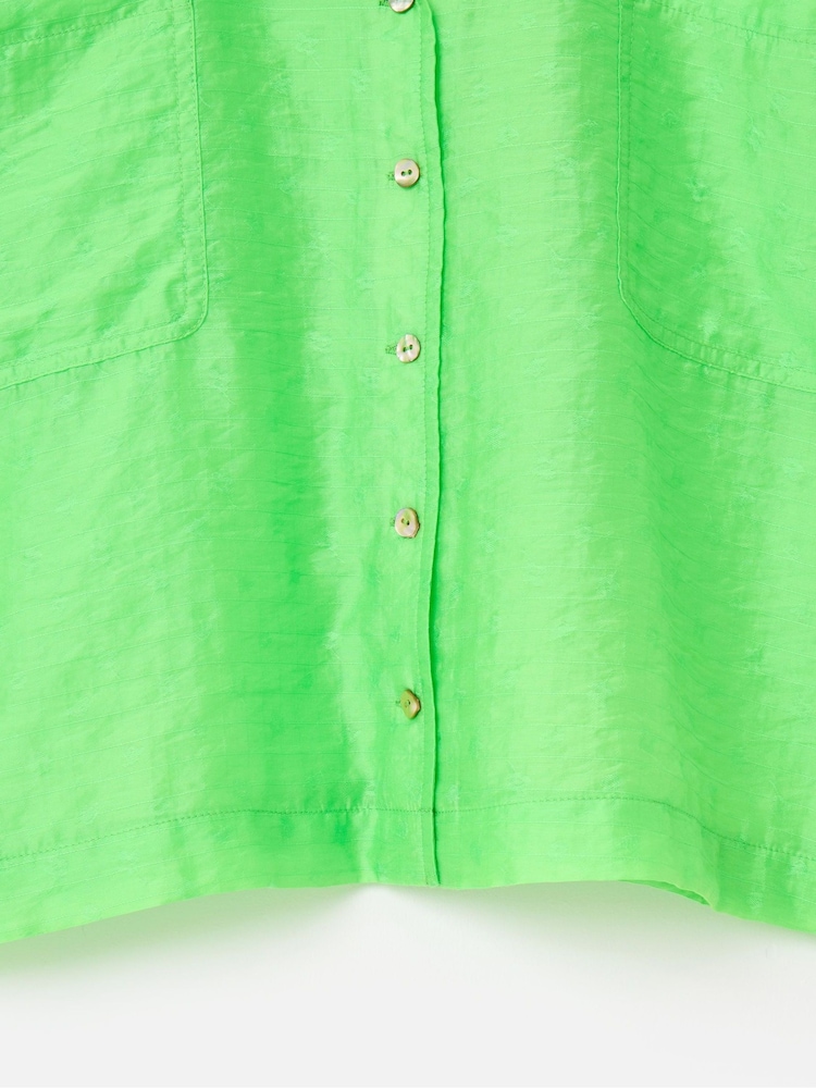 Oliver Bonas Green Textured Short Sleeve Boxy Shirt - Image 1 of 5