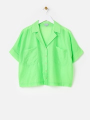 Oliver Bonas Green Textured Short Sleeve Boxy Shirt - Image 4 of 5