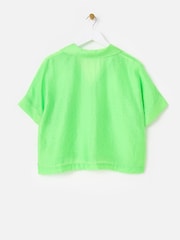 Oliver Bonas Green Textured Short Sleeve Boxy Shirt - Image 5 of 5