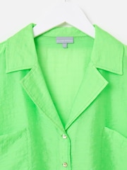 Oliver Bonas Green Textured Short Sleeve Boxy Shirt - Image 6 of 8