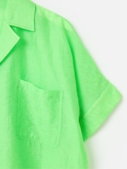 Oliver Bonas Green Textured Short Sleeve Boxy Shirt - Image 7 of 8