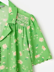 Oliver Bonas Green Textured Floral Short Sleeve Shirt - Image 5 of 7