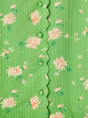Oliver Bonas Green Textured Floral Short Sleeve Shirt - Image 7 of 7