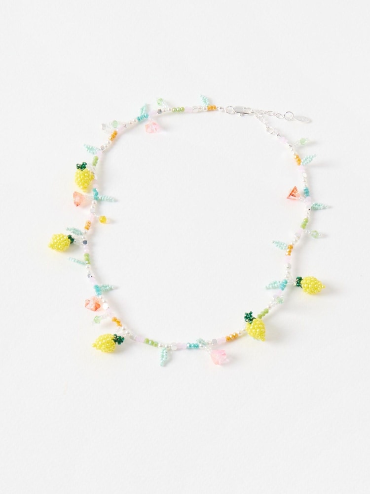 Oliver Bonas Yellow Callie Fruit & Flower Beaded Collar Necklace - Image 1 of 4 Oliver Bonas Yellow Callie Fruit & Flower Beaded Collar Necklace - Image 1 of 4