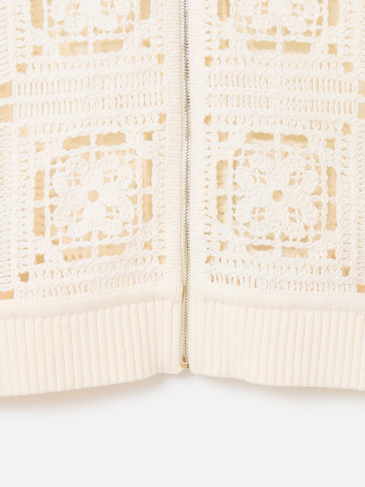Oliver Bonas White Crochet Granny Square Zip-Up Cardigan - Image 8 of 8 Oliver Bonas White Crochet Granny Square Zip-Up Cardigan - Image 8 of 8