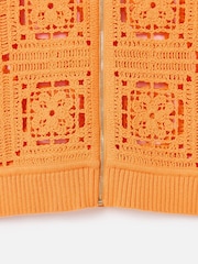 Oliver Bonas Orange Crochet Granny Square Zip-Up Cardigan - Image 8 of 8