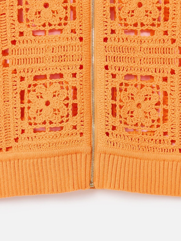 Oliver Bonas Orange Crochet Granny Square Zip-Up Cardigan - Image 8 of 8 Oliver Bonas Orange Crochet Granny Square Zip-Up Cardigan - Image 8 of 8