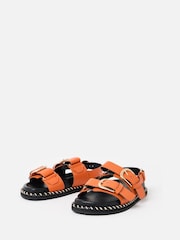 Oliver Bonas Orange Chunky Double Buckle Flatform Sandals - Image 2 of 6