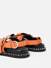 Oliver Bonas Orange Chunky Double Buckle Flatform Sandals - Image 5 of 6