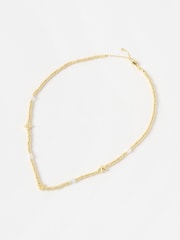Oliver Bonas Gold Tone Sora Shell, Pearl & Aquamarine Chain Necklace - Image 1 of 4