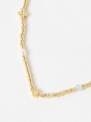 Oliver Bonas Gold Tone Sora Shell, Pearl & Aquamarine Chain Necklace - Image 2 of 4