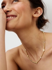 Oliver Bonas Gold Tone Sora Shell, Pearl & Aquamarine Chain Necklace - Image 4 of 4