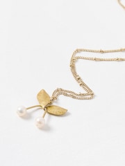 Oliver Bonas Gold Tone Ola Brass and Faux Pearl Cherry Pendant Necklace - Image 3 of 4