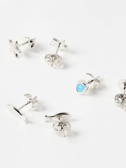 Oliver Bonas Blue Mira Opalite, Fish & Starfish Sterling Silver Stud Earrings Pack - Image 4 of 4
