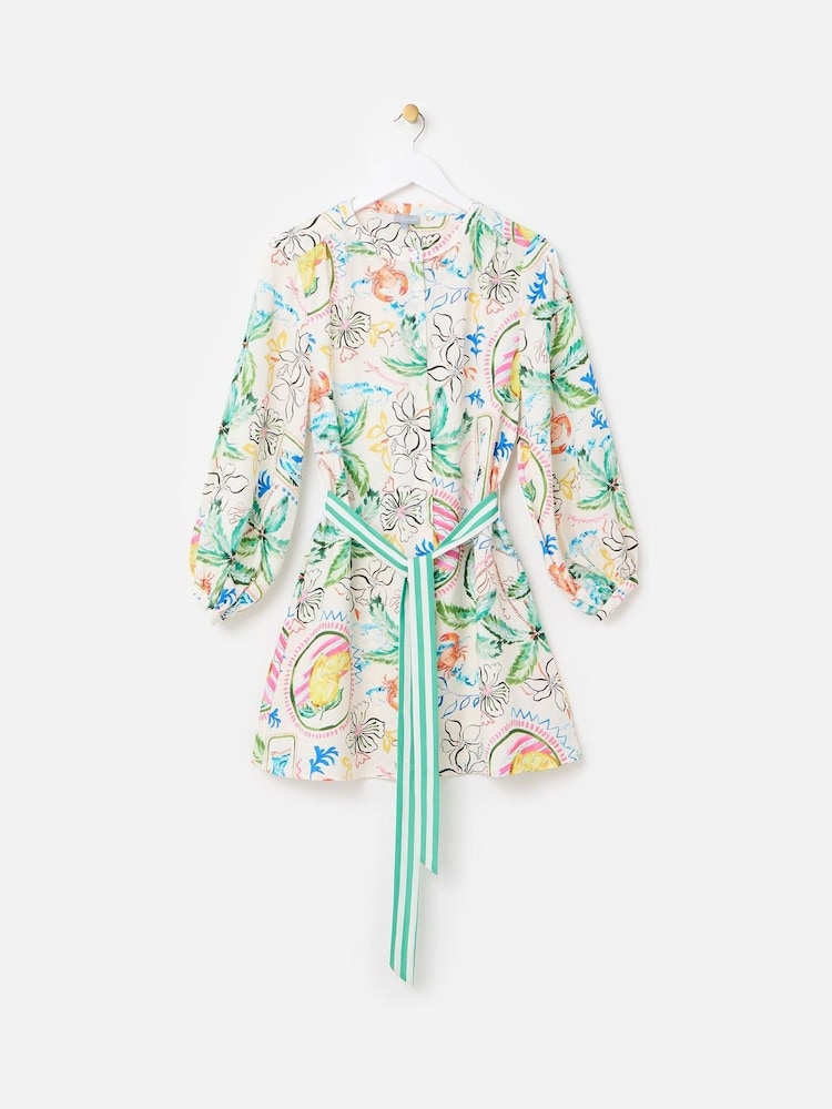 Oliver Bonas Multi Summer Tropical Print Mini Shirt Dress - Image 1 of 5