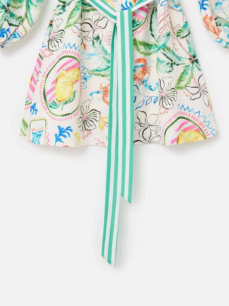 Oliver Bonas Multi Summer Tropical Print Mini Shirt Dress - Image 5 of 5