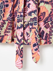 Oliver Bonas Pink Abstract Tiered 100% Cotton Mini Dress - Image 7 of 8