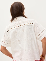 Oliver Bonas Broderie Short Sleeve 100% Cotton Shirt - Bild 2 von 5