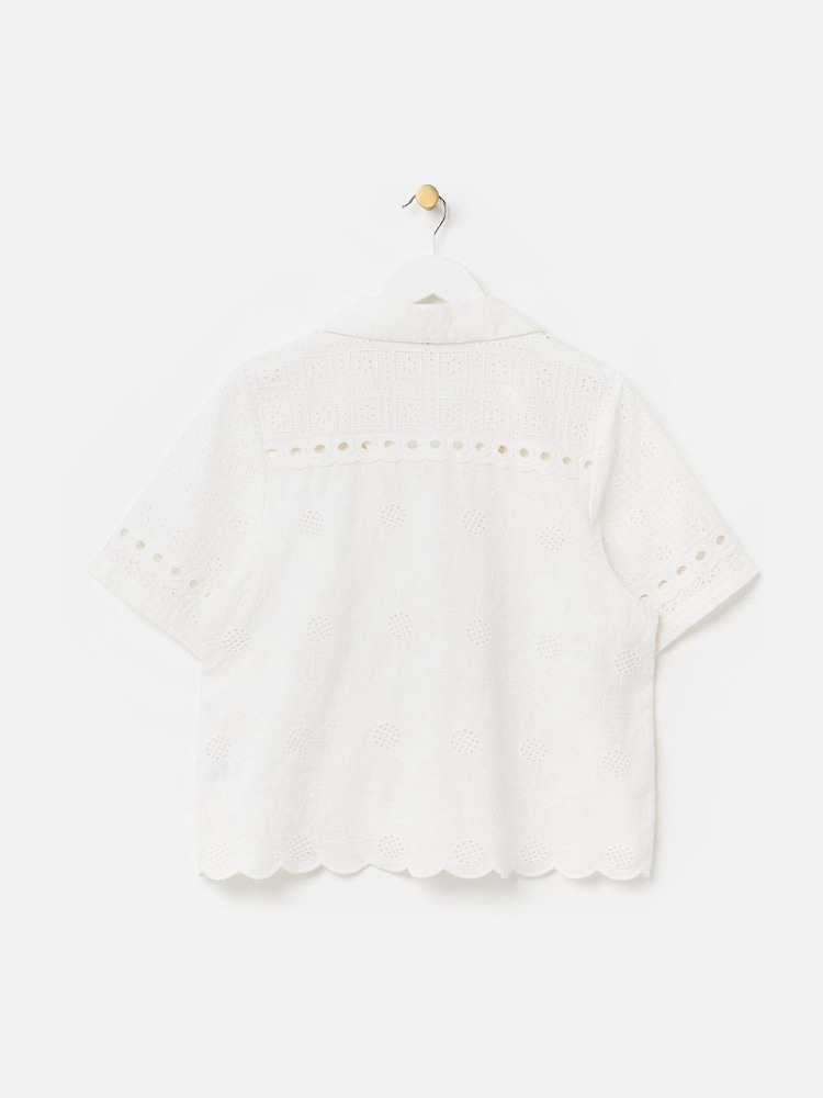 Oliver Bonas Broderie Short Sleeve 100% Cotton Shirt - Bild 5 von 5
