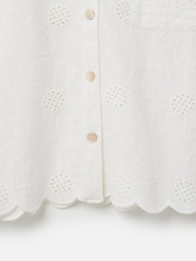 Oliver Bonas White Broderie Short Sleeve 100% Cotton Shirt - Image 7 of 8