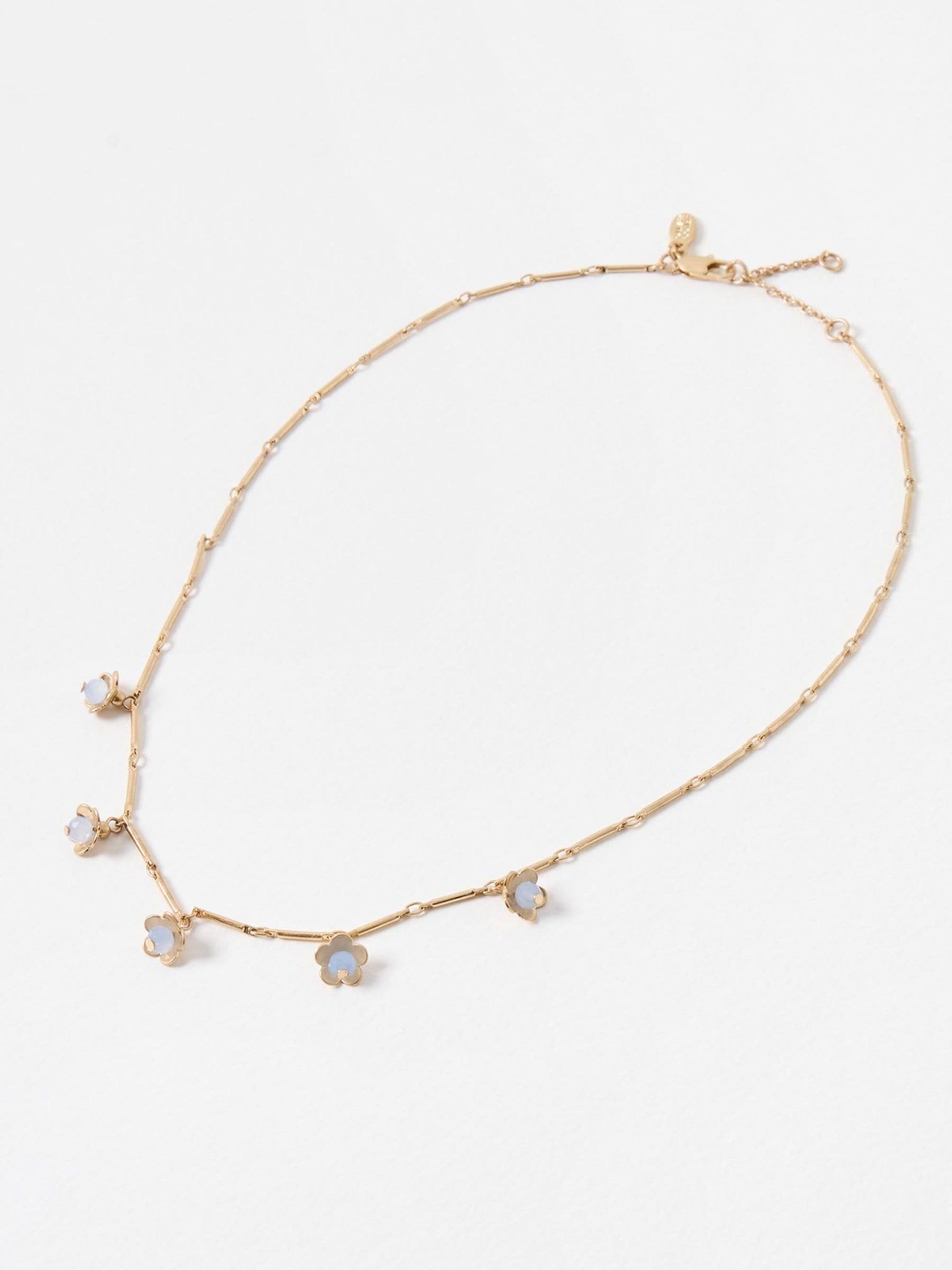 Oliver Bonas Blue Odelia Brass Bead Collar Necklace