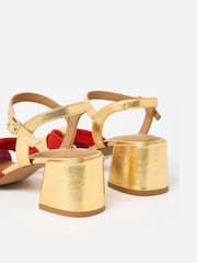 Oliver Bonas Gold Metallic & Multicolour Knot Heeled Sandals - Image 5 of 6