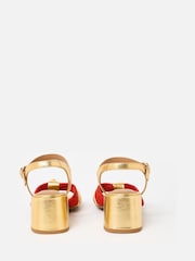 Oliver Bonas Gold Metallic & Multicolour Knot Heeled Sandals - Image 6 of 6