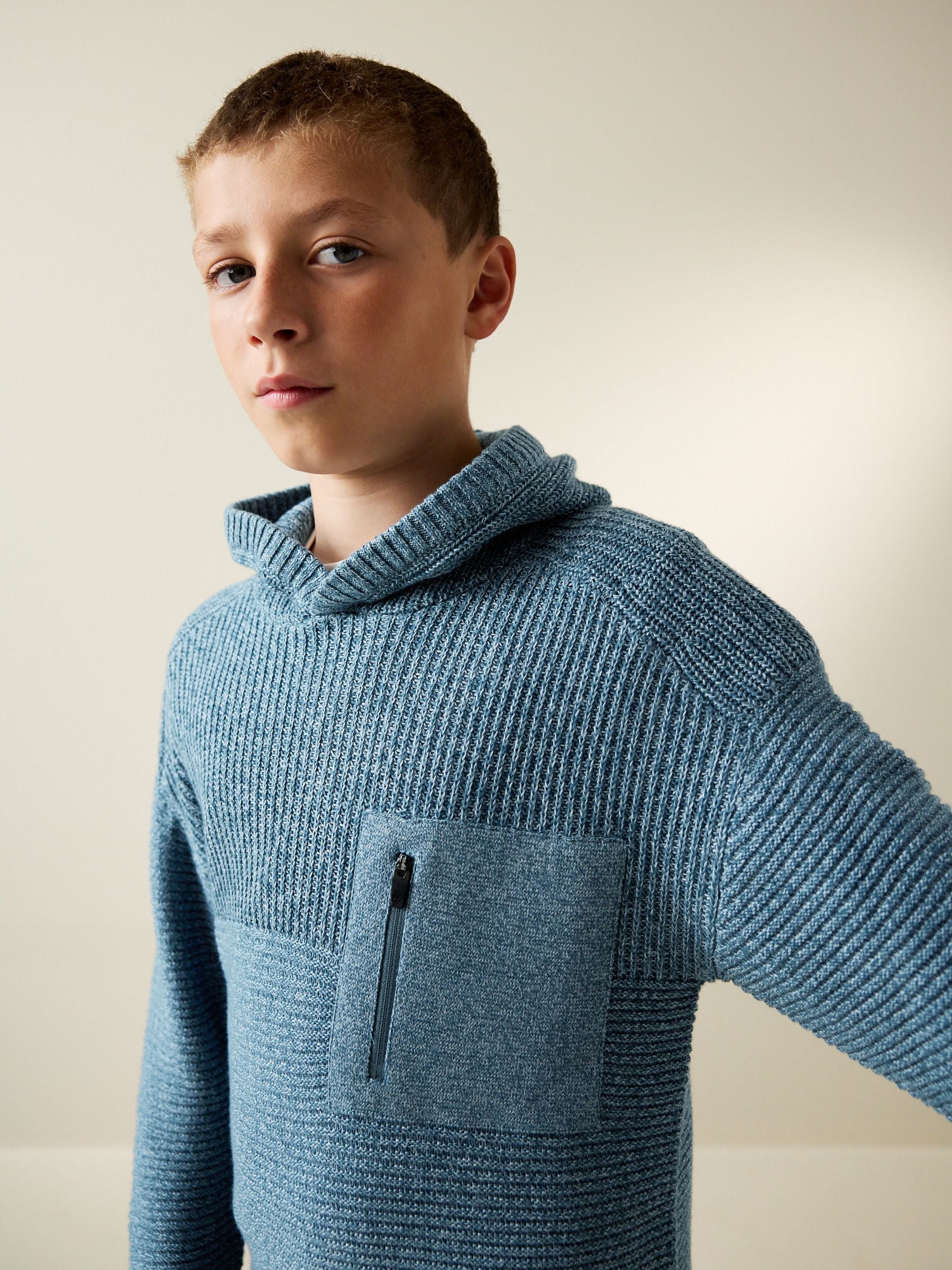 Buy Blue Twist Utility Knitted Hoodie (3-16yrs) from Next USA