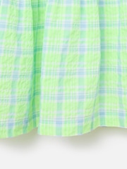 Oliver Bonas Green & Blue Neon Checked Tiered Mini Dress - Image 8 of 8