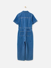 Oliver Bonas Denim Zip-Up Short Sleeve 100% Cotton Jumpsuit - Imagen 4 de 8