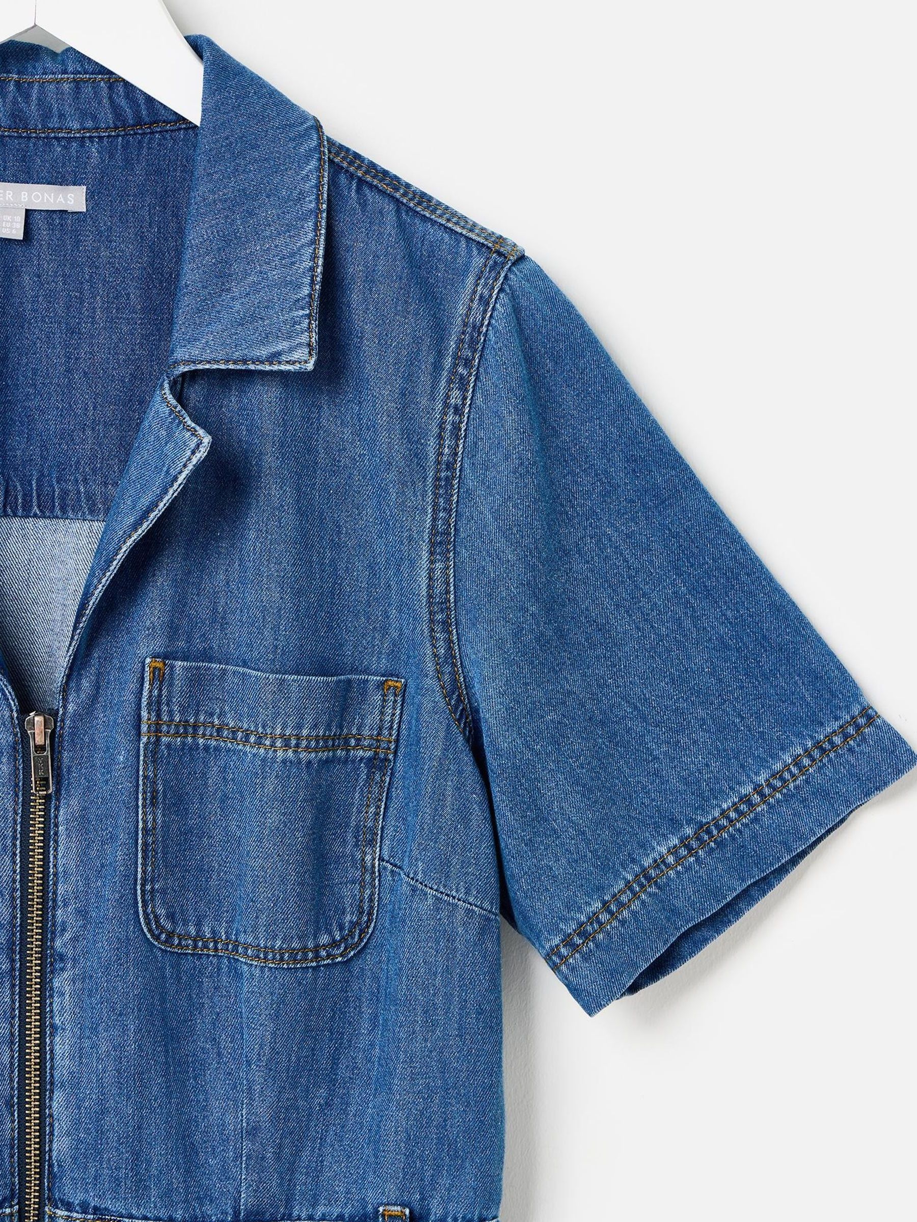 Buy Oliver Bonas Blue Denim Zip-Up Short Sleeve 100% Cotton