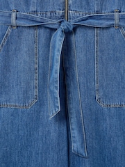 Oliver Bonas Denim Zip-Up Short Sleeve 100% Cotton Jumpsuit - Imagen 7 de 8