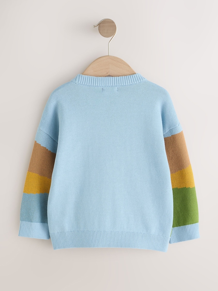 Blue/Orange Safari - Character Knitted Crew Neck Jumper (3mths-7yrs) - صورة 2 من 4 Blue/Orange Safari - Character Knitted Crew Neck Jumper (3mths-7yrs) - صورة 2 من 4