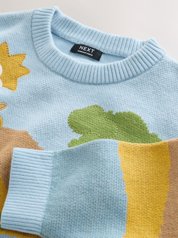 Blue/Orange Safari - Character Knitted Crew Neck Jumper (3mths-7yrs) - صورة 4 من 4 Blue/Orange Safari - Character Knitted Crew Neck Jumper (3mths-7yrs) - صورة 4 من 4