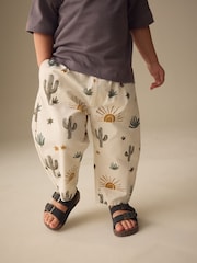 Neutral Cactus Print Barrel Pull On Trousers (3mths-7yrs) (3mths-7yrs) - Image 1 of 4