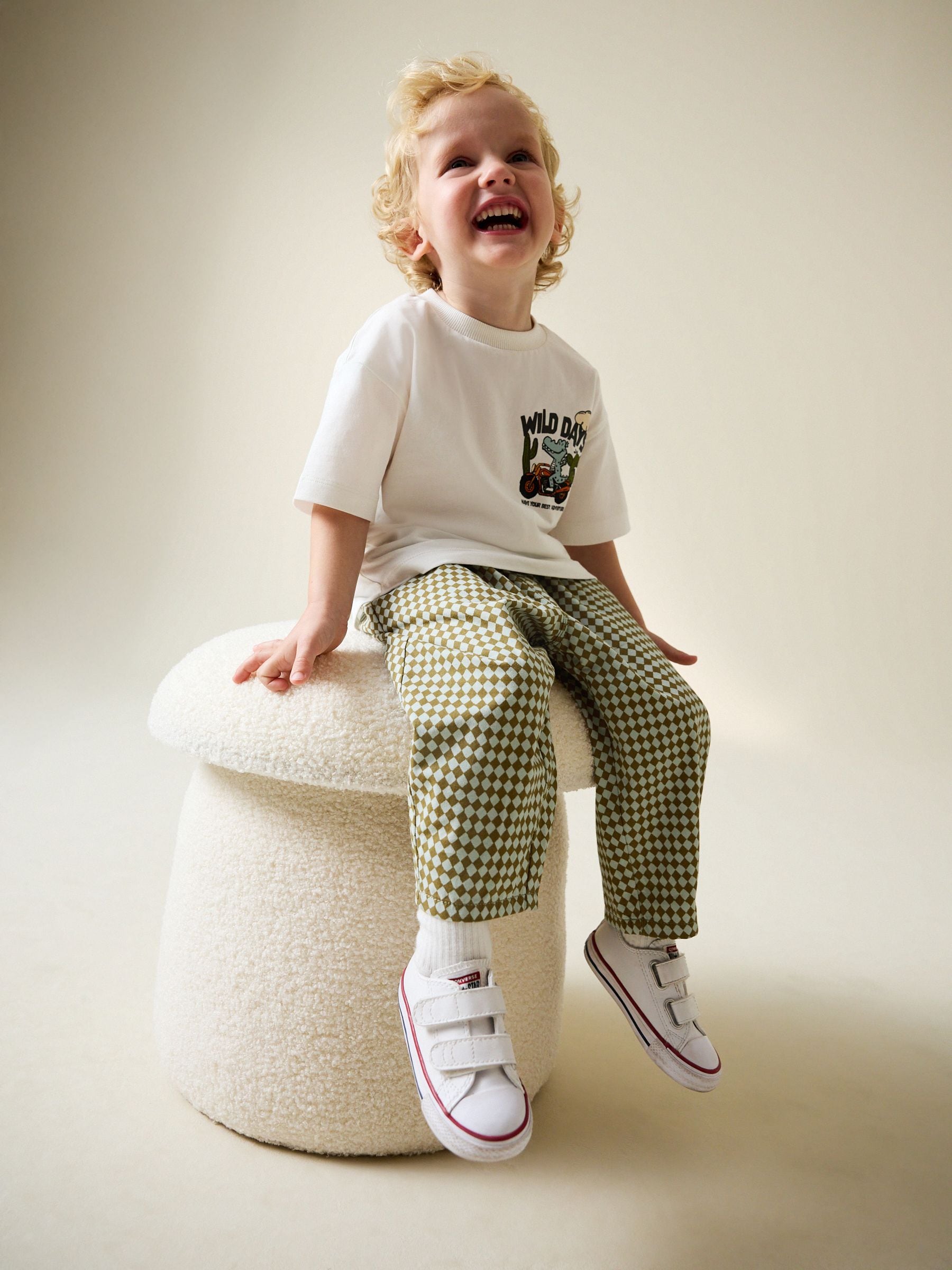 Buy Green/Blue Mini Harlequin Barrel Pull On Trousers (3mths-7yrs