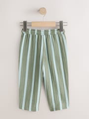 Sage Green Striped Soft Textured Pull On Trousers (3mths-7yrs) - Image 5 of 7